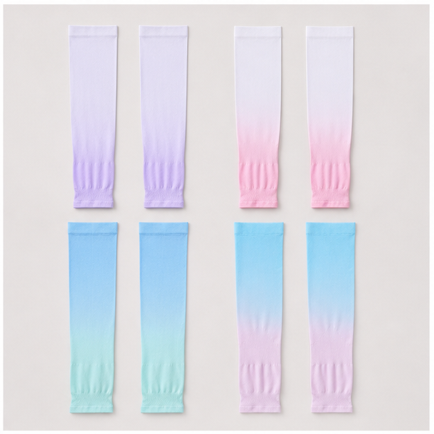 Arm Sleeve, 4 Pairs Gaming Sleeve, Unisex Sleeves to Cover Arms, UV Sun Protection Running Arm Sleeves, Ice Silk Cooling Arm Sleeves for Covering Tattoo Running Cycling Gardening Outdoor - back view
