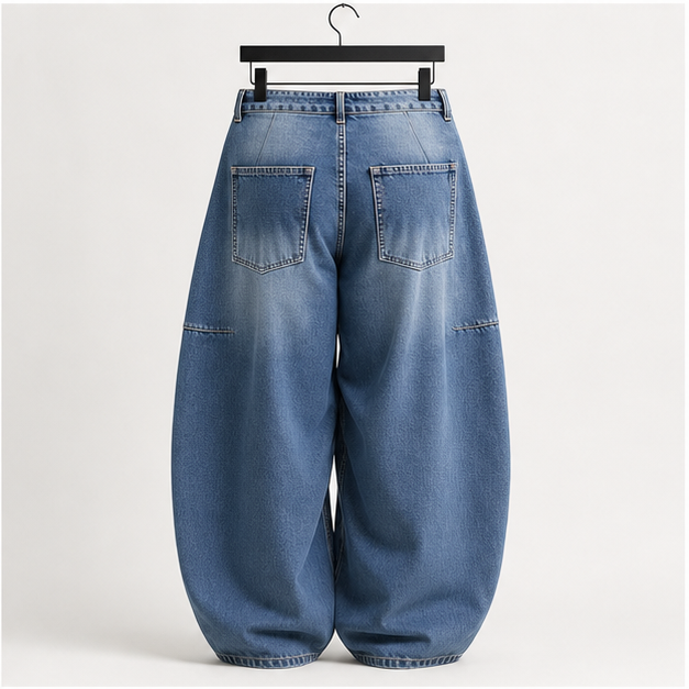 Women Boyfriends Hip Hop 90s Vintage Baggy Jeans Loose Denim Pants Mid-Low Waist Jeans - back view